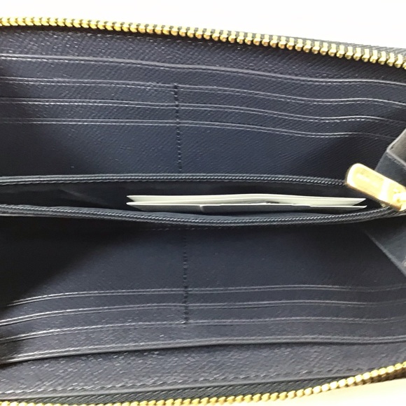 Coach Crossgrain Leather Accordion Zip Around Wallet F54007 Midnight Blue - Picture 5 of 7